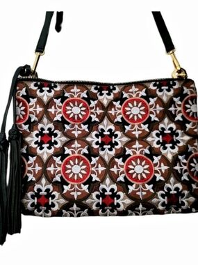 Oryany Embroidered Crossbody Bag in Brown & Black Like New